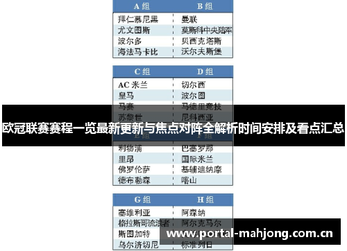 欧冠联赛赛程一览最新更新与焦点对阵全解析时间安排及看点汇总 欧冠联赛赛程一览最新更新与焦点对阵全解析时间安排及看点汇总
